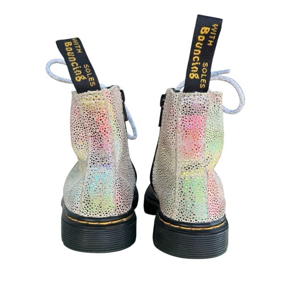 Dr. Martens Girls 1460 Pascal Iridescent Rainbow Suede Zipper Boots Size 11 - Picture 6 of 9